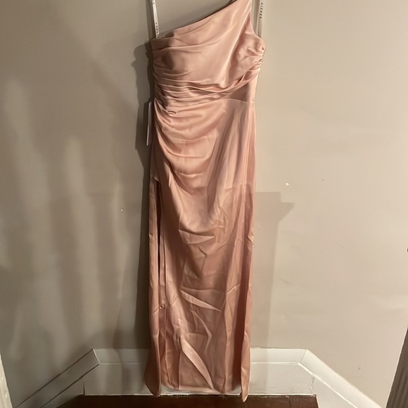 Azazie Eren Stretch Satin Dress, English Rose (A0) - Picture 2 of 6